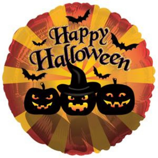 Happy Halloween 3 Pumpkins 17" Round Foil Balloon (Loose)