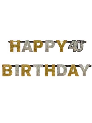 Gold Celebration Happy 40th Birthday Letter Banner
