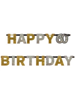 Gold Celebration Happy 60th Birthday Letter Banner