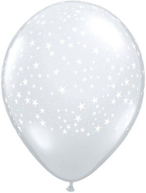 11" Diamond Clear Stars Latex Balloon - 50pk