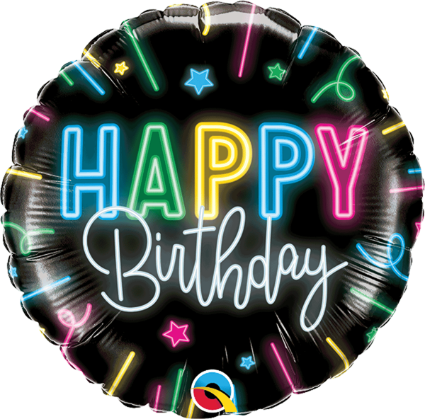 Happy Birthday Neon Glow 18" Foil Balloons