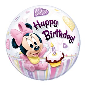 22" 1st Birthday Minnie Mouse Bubble Balloon