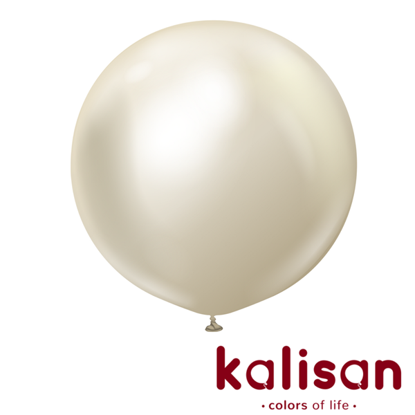 Kalisan 36" Mirror White Gold Latex Balloons 2pk