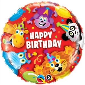 18" Happy Birthday Party Animals Foil Balloon