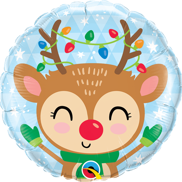 Christmas Reindeer & Lights 18" Round Foil Balloon