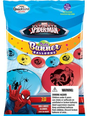 Qualatex 12" Spiderman Assorted Quick Link Latex Balloons 10pk