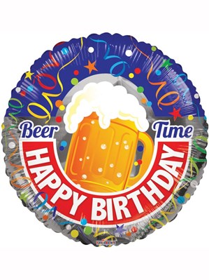 Happy Birthday Beer Time 18" Foil Balloon