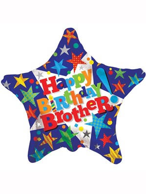 Happy Birthday Brother 18" Star Foil Balloon