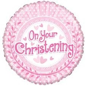 On Your Christening Pink 18" Foil Balloon
