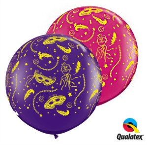 Qualatex 3ft Masquerade Latex Balloons 2pk