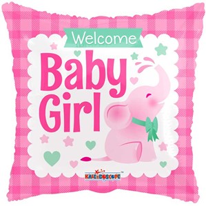 Baby Girl Pink Elephant 18" Square Foil Balloon