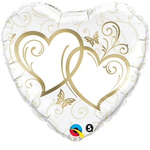 Gold Entwined Hearts Foil Balloon 18"