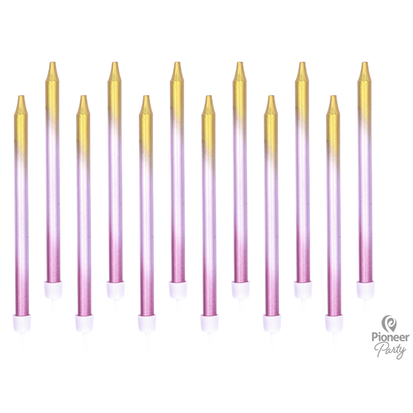 Rose Gold Ombre Long Candles 12pk