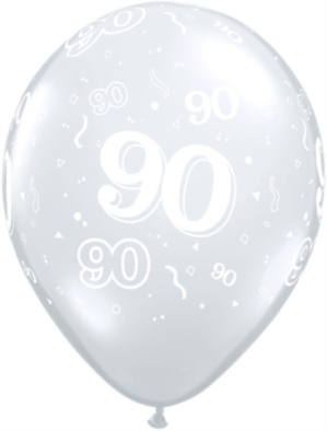 Diamond Clear Age 90 Latex 11" Balloons 25pk