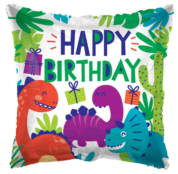 ECO Happy Birthday Dinosaurs 18" Foil Balloon