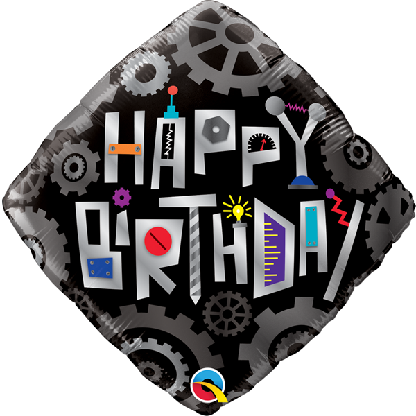 Happy Birthday 18" Robot Gears Foil Balloon