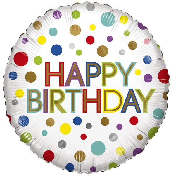 ECO Happy Birthday Rainbow Dots 18" Foil Balloon