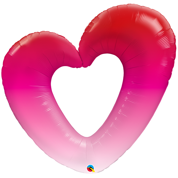 Valentine 42" Pink Ombre Open Heart Foil Balloon