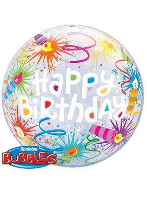 Happy Birthday Lit Candles 22" Bubble Balloon