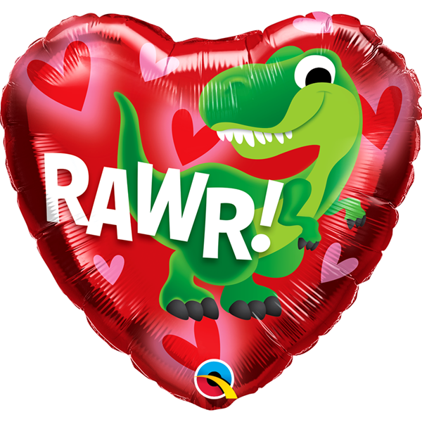 Valentine 18" Dino-Rawr Foil Balloon