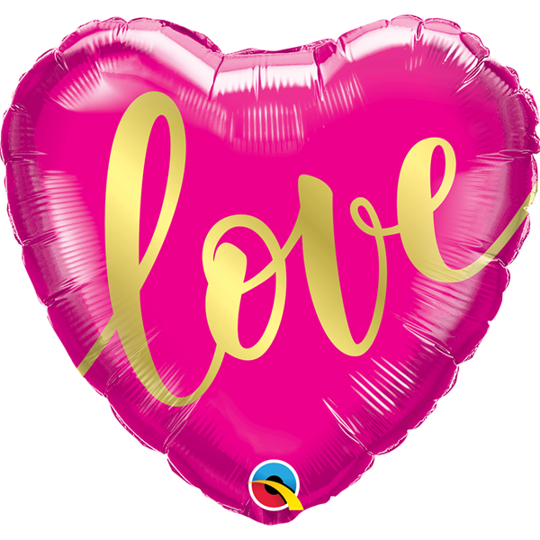 Pink Heart 18" Love Gold Foil Balloon