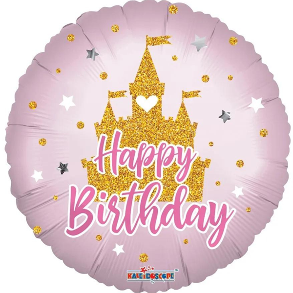 Pink Birthday Metallic Castle 18" Foil Balloon