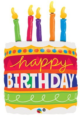 Happy Birthday Cake 35" Supershape Foil Balloon