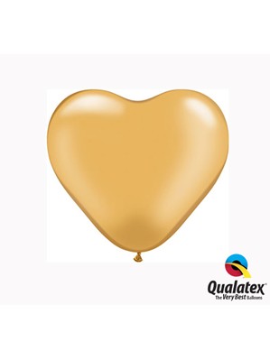 Qualatex 6" Gold Latex Heart Balloons 100pk