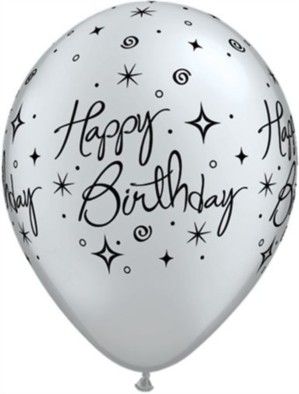 Silver Birthday Elegant Sparkles 11" Latex Balloons 6pk
