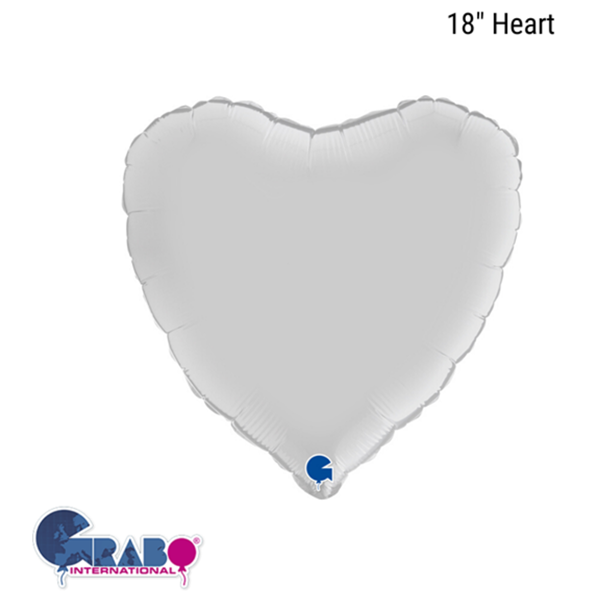 Grabo Satin White 18" Heart Foil Balloon