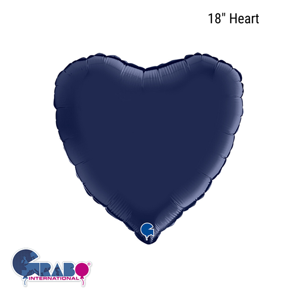 Grabo Satin Navy Blue 18" Heart Foil Balloon