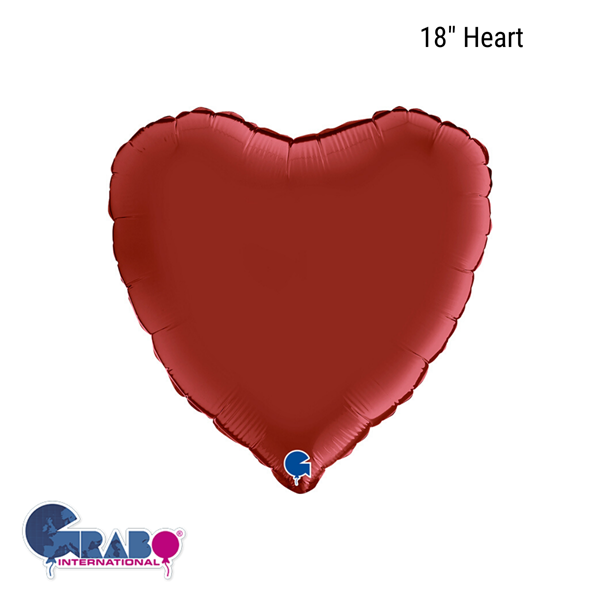 Grabo Satin Ruby Red 18" Heart Foil Balloon