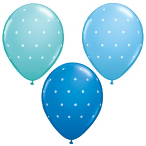 11" Assorted Blue Tiny Polka Dot Latex Balloons - 25pk