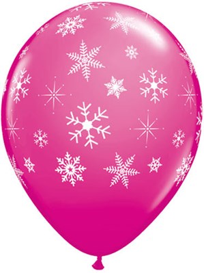Pink With White Snowflakes 11" Latex Balloons - 25pk