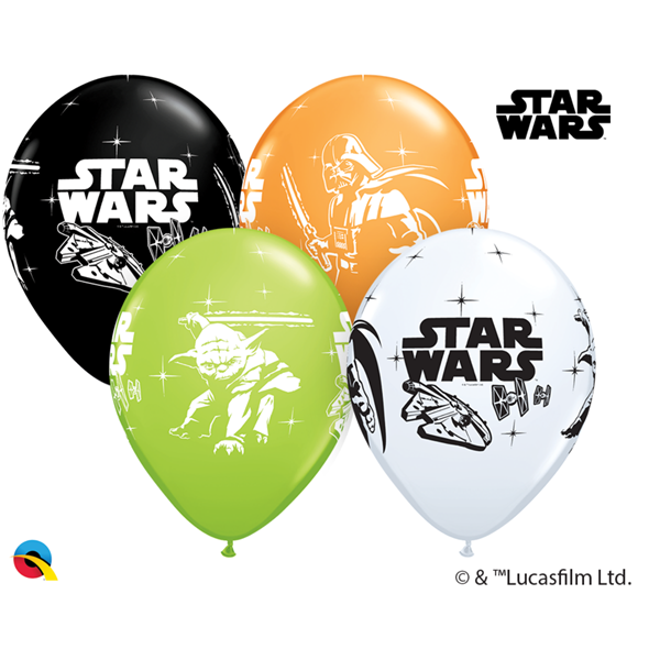 Star Was Darth Vader & Yoda 11" Assorted Latex Balloons 25pk