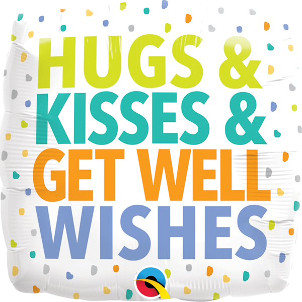 Hugs Kisses Get Well Wishes 18" Foil Balloon