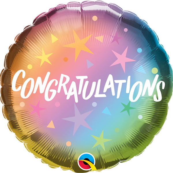 Congratulations Rainbow Ombre 18" Foil Balloon