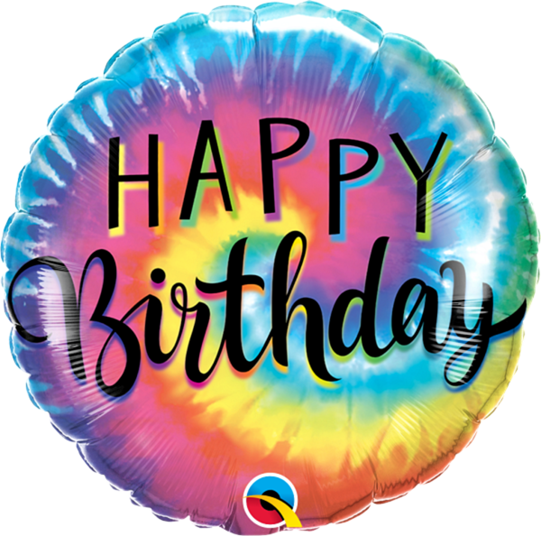Happy Birthday Tie Dye Swirls 18" Foil Balloon