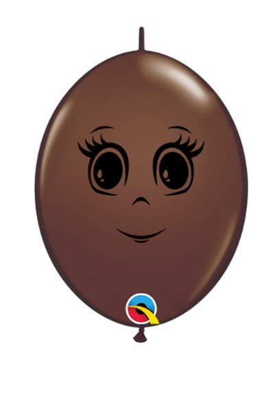 Qualatex 6" Chocolate Brown Feminine Face QuickLink Balloons 50pk