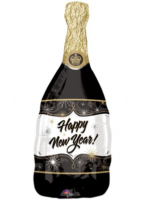 New Year Champagne Bottle 36" Supershape Foil Balloon