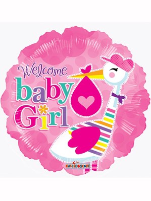 18" Baby Girl Stork Foil Balloon