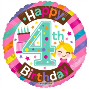 Happy 4th Birthday Princess Foil Balloon 18"