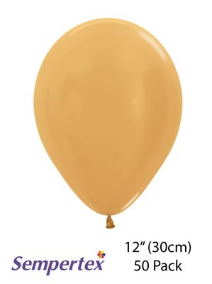 Sempertex Metallic Gold 12" Latex Balloons 50pk