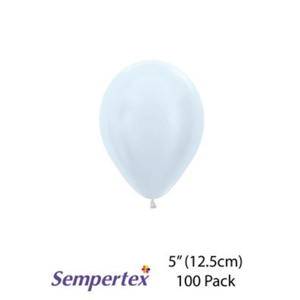 Sempertex Satin White 5" Latex Balloons 100pk