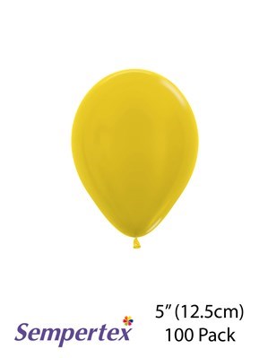 Sempertex Metallic Yellow 5" Latex Balloons 100pk