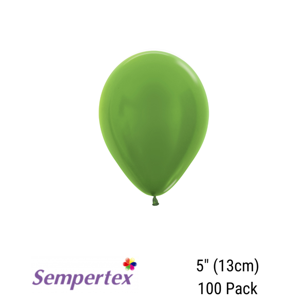 Sempertex Metallic Lime Green 5" Latex Balloons 100pk
