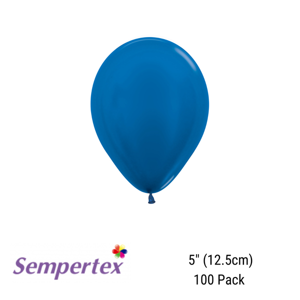 Sempertex Metallic Blue 5" Latex Balloons 100pk