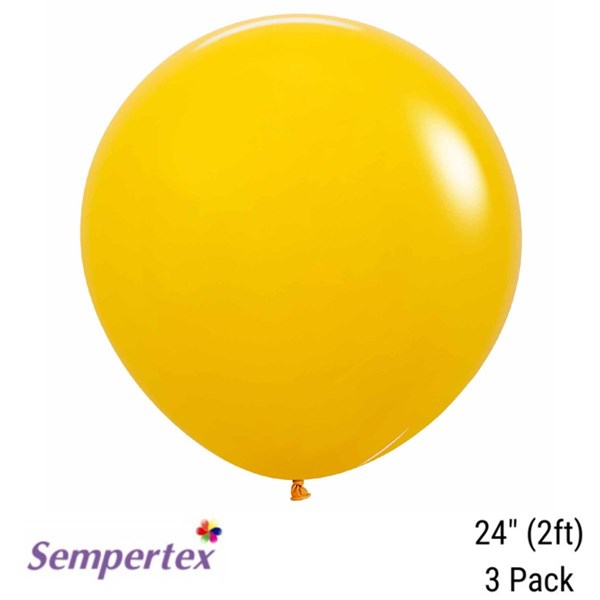 NEW Sempertex Fashion Honey Yellow 24" Latex Balloons 3pk