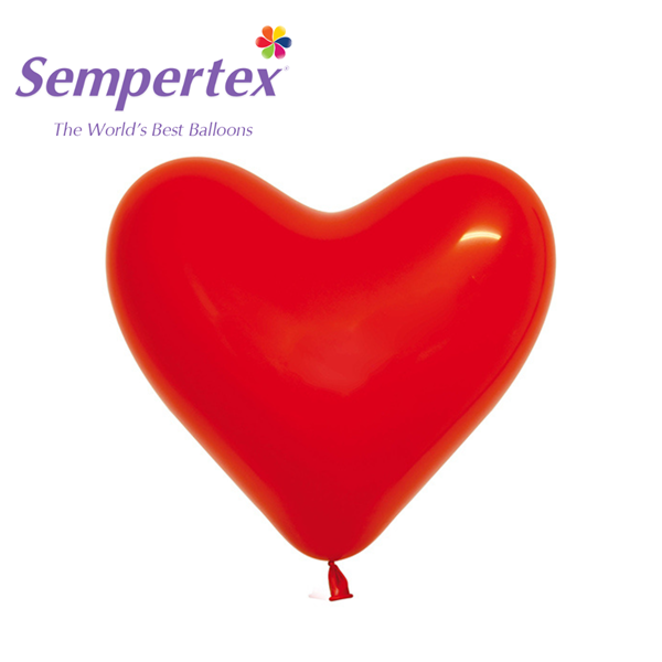 Sempertex Crystal Red Heart 16" Latex Balloons 50pk