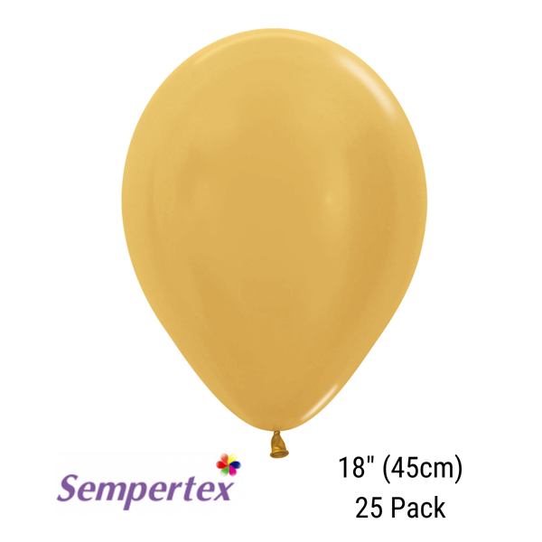 Sempertex Metallic Gold 18" Latex Balloons 25pk